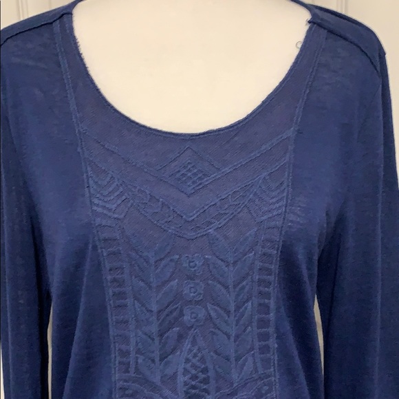 navy blue blouse with bell sleeves - Picture 2 of 8
